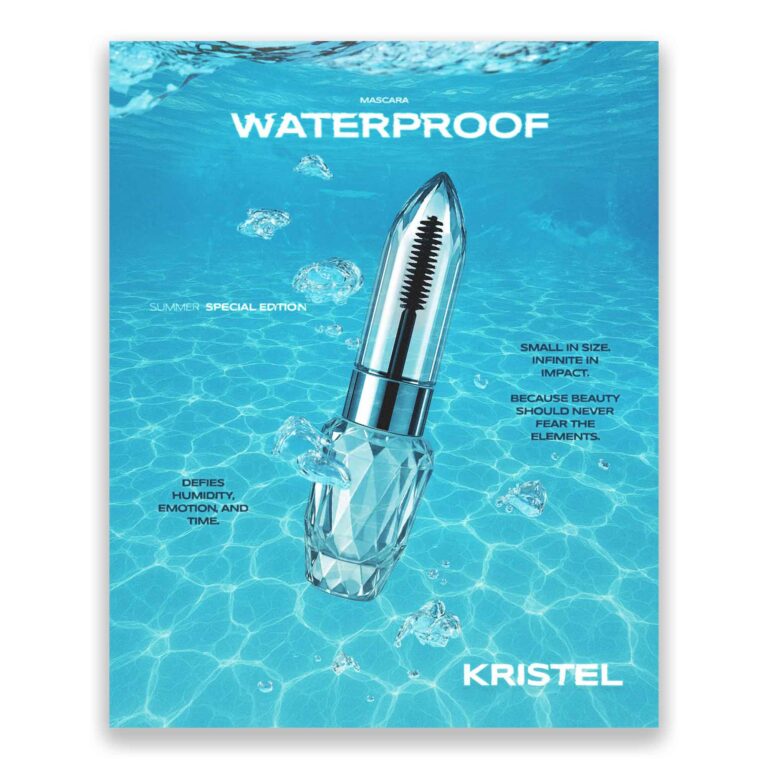 mascara inside swimming pool, waterproof, makeup, blue, underwater