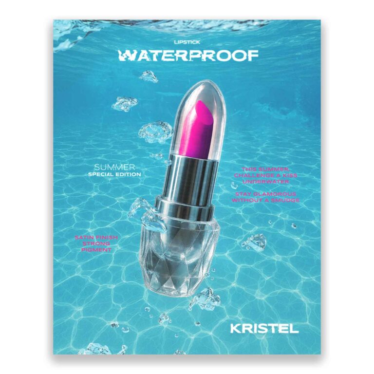 Pink Lipstick inside swimming pool, waterproof, makeup