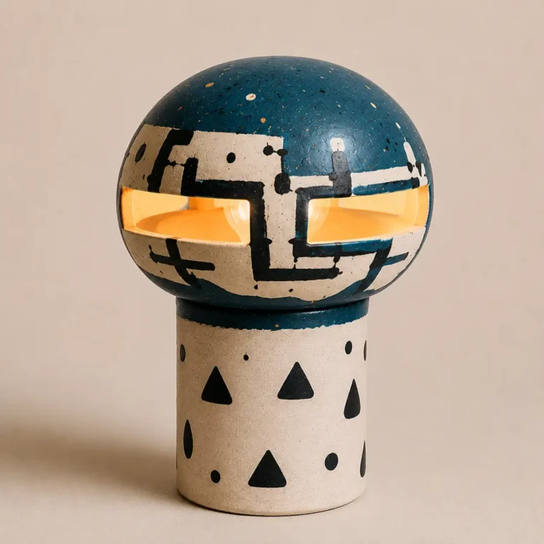 Handmade ceramic lamp by Mold Me Studio reflecting the philosophy of mindful making and creative exploration